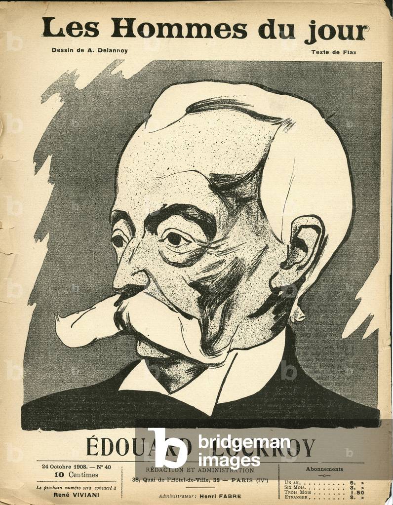 Cover of “” Les Hommes du jour””, Satirique en N & B, 1908_10_24: Edouard Lockroy, dit Lockroy Jr. (Edouard Simon) (1838-1913)