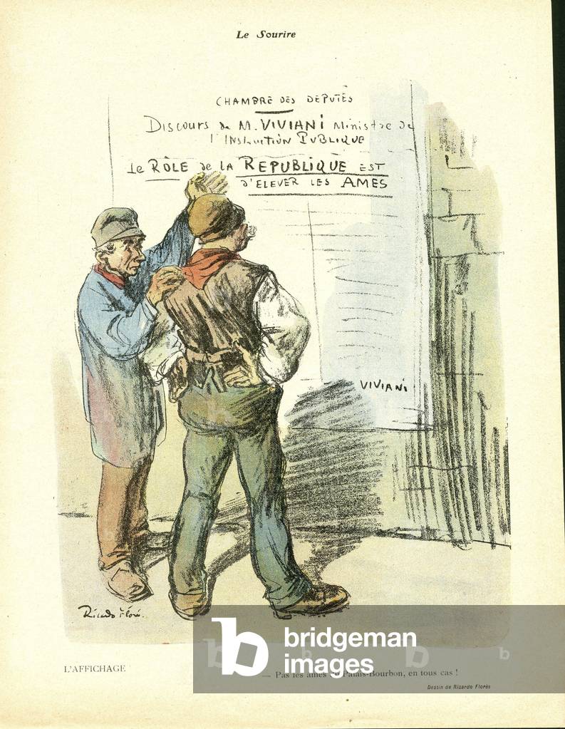 Illustration of Ricardo Flores (1878-1918) in Le Smile, no 20, 14/05/14 - Display - Social, Chamber of Deputes Hemicycle, Posters Posters, Rue alley - Worker, Viviani Rene (1863-1925)