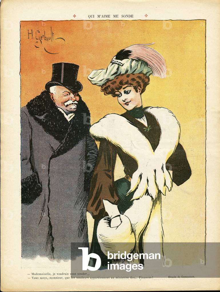 Illustration by H. Gerbault (1863-1930) in Le Rire, 30/11/07 - Who I Love Me Probe - Love, Third Age, Life of the Rich - Women