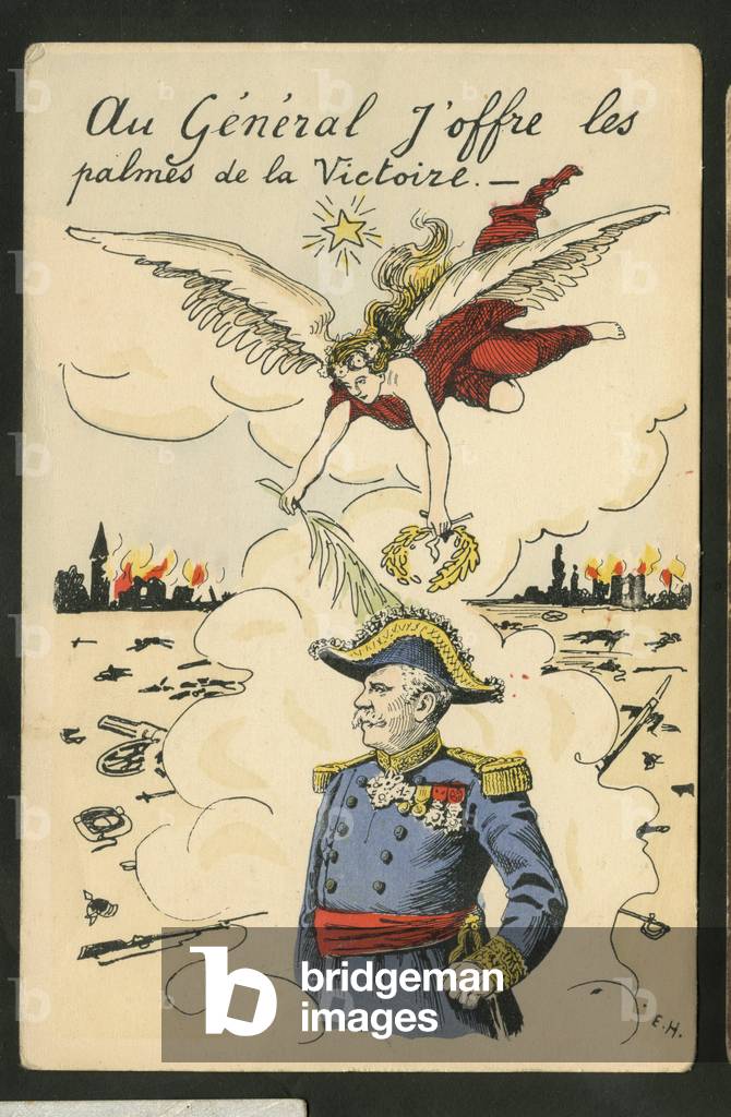 Satirical Postcard:: Au général J'offre les palmes de la victoire - War of 14 -18 - Joffre Illustration by E H