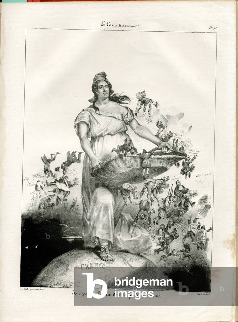 La Caricature (1830) politique, number 49, Satirique en N & B, 1831_10_6: I will separate the chaff from the good grain - Jesus, Marianne