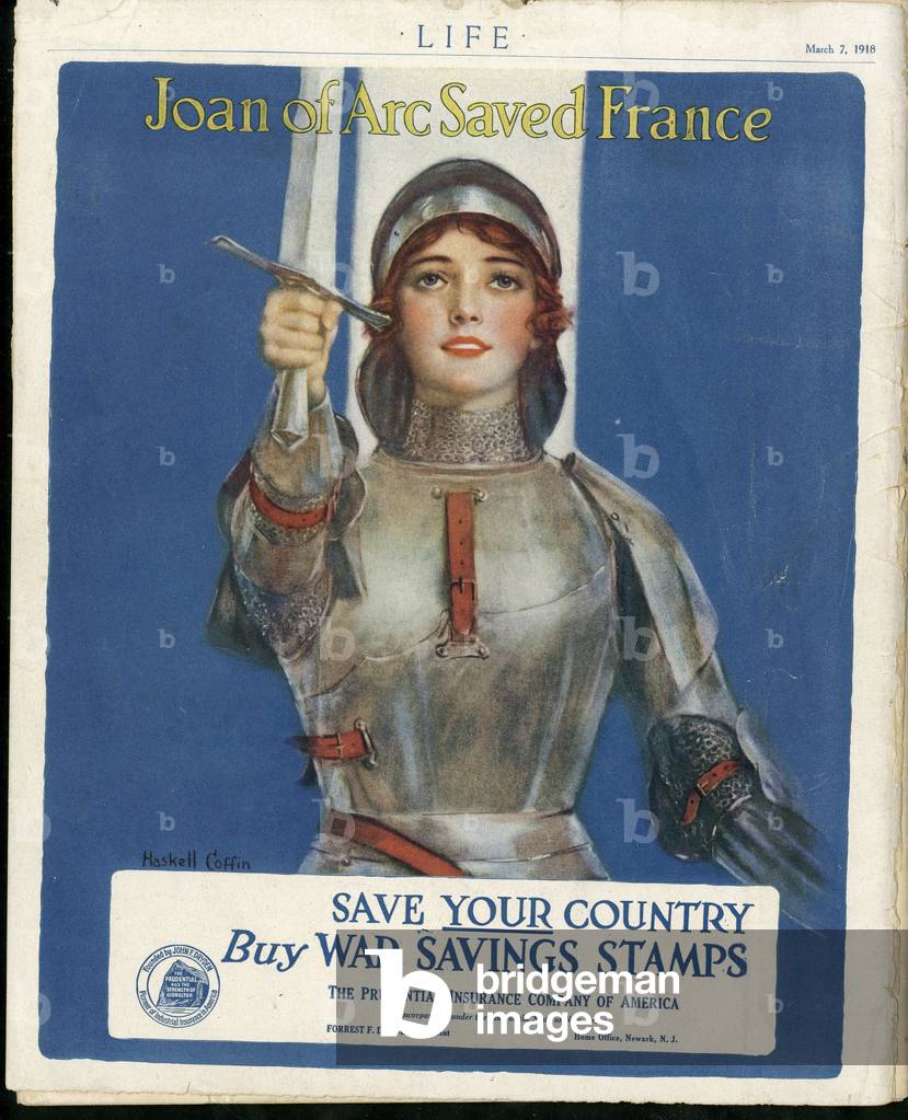 Illustration of Haskell Coffin (1878-1941) for the Cover of Life, 02/03/18 - War of 14 -18, Belligerants and Symbols, Victory, English Language, Foreign Press - Marianne, Joan of Arc