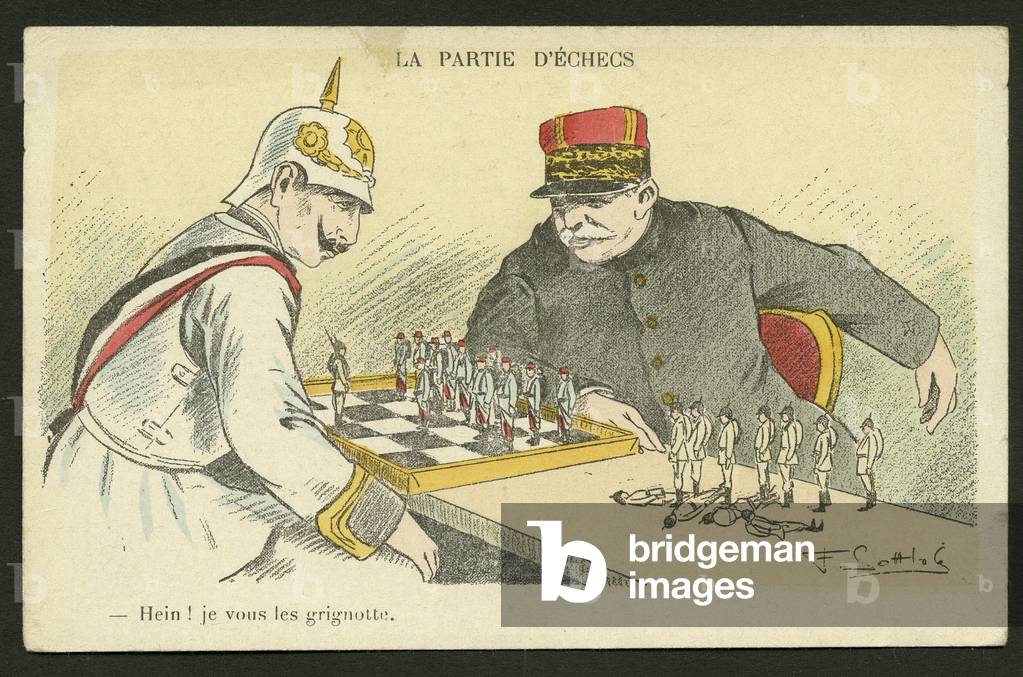Satirical Postcard:: Hein! I Snack You - War of 14 -18, Germany Prussia - William II, Joffre, Soldiers Illustration by Gottlob (1873-1935)