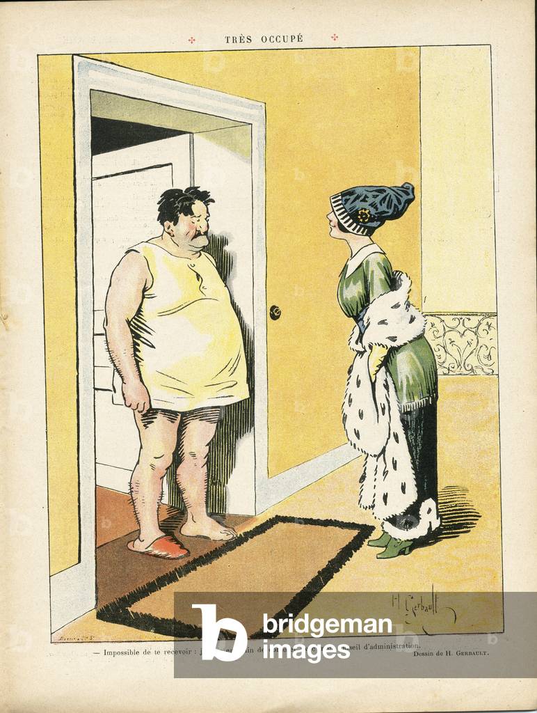 Illustration of H. Gerbault (1863-1930) in Le Rire, 06/04/12 - Tres occupies - Amour, Couple