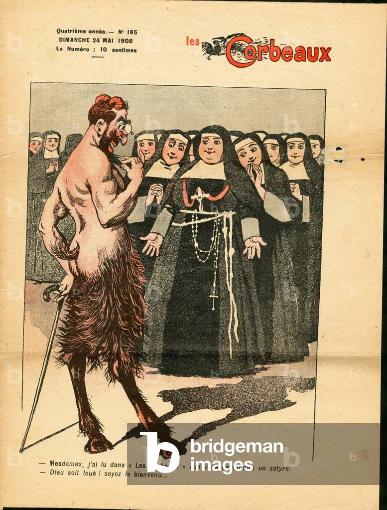 Cover of “” Les Corbeaux (Paris)”, number 165, Satirique en Couleurs, 1908_5_24: Cover drawing - Anticlericalism - Lust - Nonnes