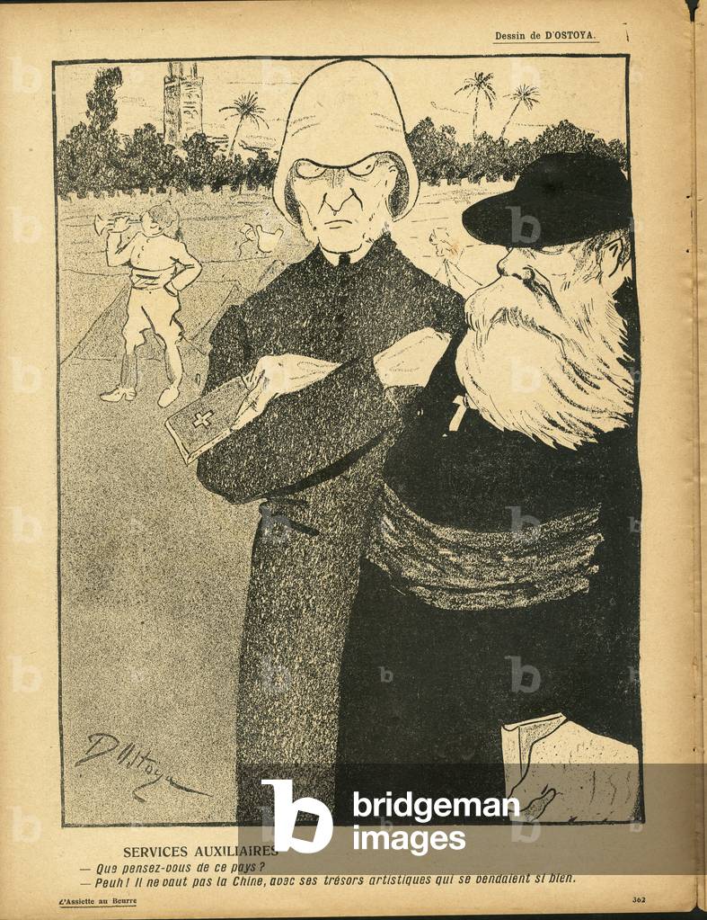 L'Assiette au Beurre, number 335, Satirique en N & B, 1907_8_31: d - Anticlericalism, Colonization - Cupidite/Avarice, Other beliefs/religions, Colonies - Cures, Pastors