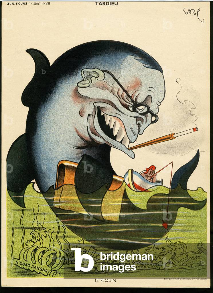 Their figures, Satirical in Colors: Tardieu - Marine Marine Seaside, Smoking - Marianne, Tardieu Andre, Shark - Illustration by Raoul Cabrol (1895-1956)