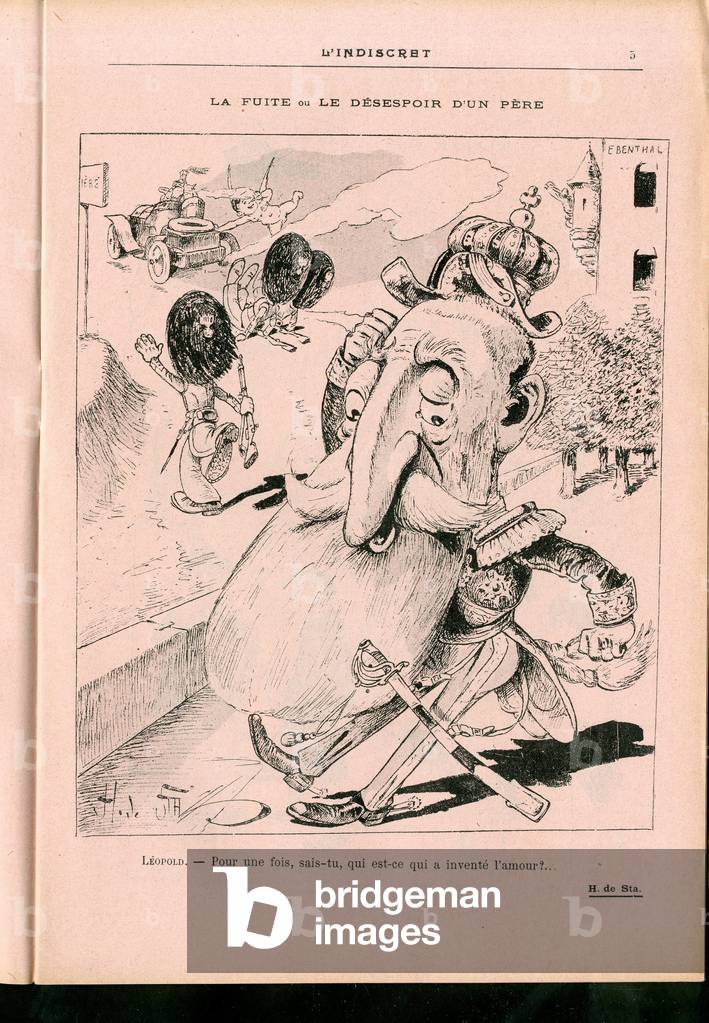 L'Indiscret, Satirique en N & B, 1904_9_21: Belgium - Leopold II Illustration by H. de Sta (1846-1920)
