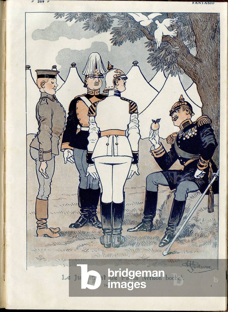 Illustration of Albert Guillaume (1873-1942) in “” Fantasio”””, 01/06/15 - The Judgment of Paris - War of 14 -18, Germany Prussia, Armee, Homosexuality Lesbianism - Soldiers