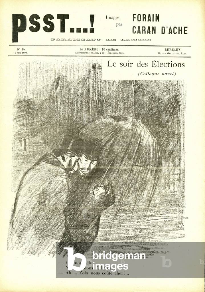 Illustration by Jean-Louis Forain (1852-1931) in Psst...! , 1898-5-14 - On election night - Antisemitism, Dreyfus affair, Algeria, Chamber of Deputes Hemicycle, Legislatives - Zola Emile, Drumont Edouard (1844-1917), Jew