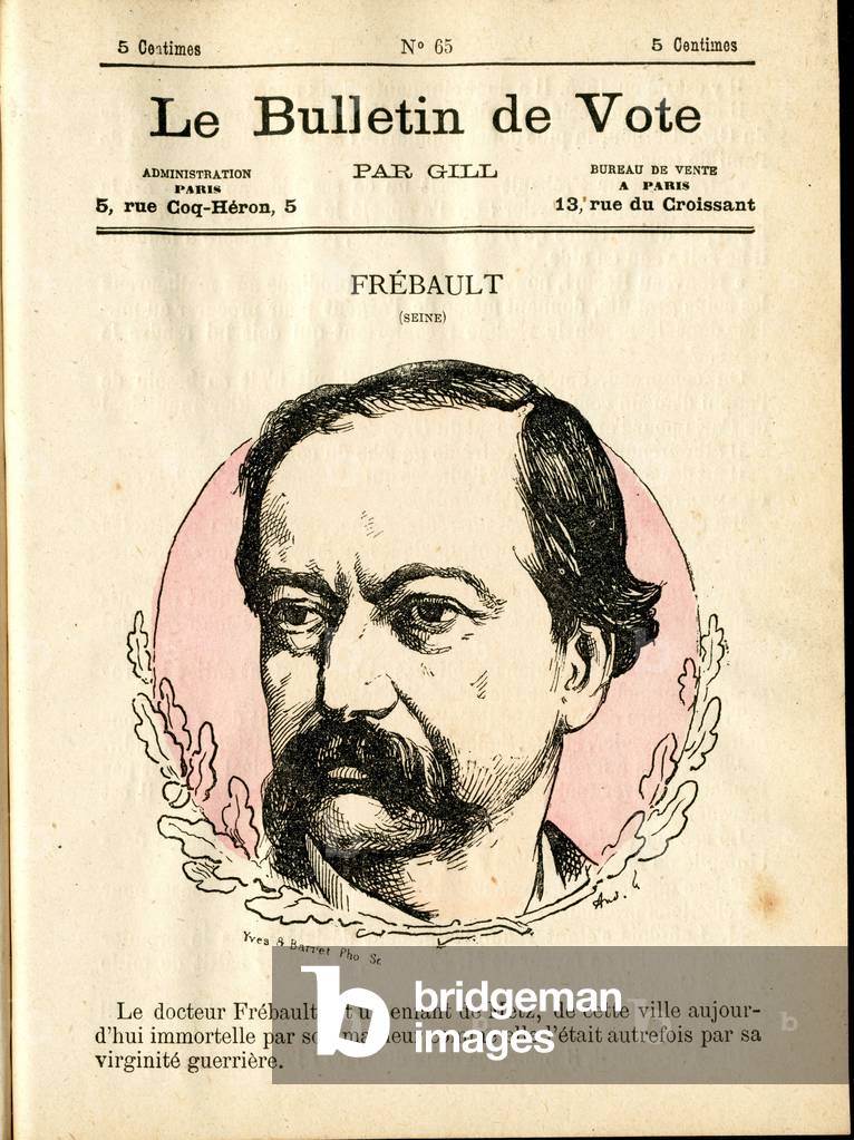 Cover of “” Le Bulletin de vote””, Satirique en Couleurs, 1877: Frebault - Illustration by Louis Alexandre Gosset de Guines (Gill) (1840-1885)