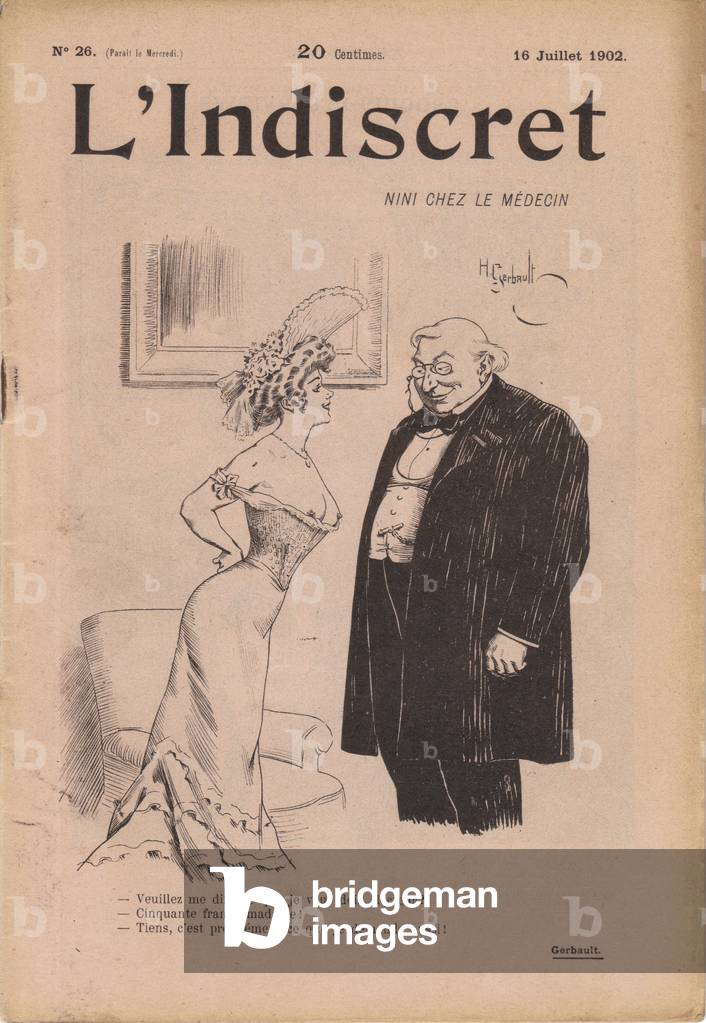 Cover of “” L'Indiscret””, Satirique en N & B, 1902_7_16: Medical, Prostitution - Illustration by H. Gerbault (1863-1930)