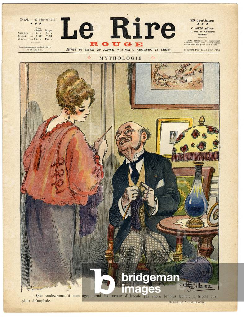 Cover of “” The Red Laughter””, Satirical in Colors, 1915_2_20: War of 14 -18, Internal Architecture, Knitting Sewing - Illustration by Albert Guillaume (1873-1942)
