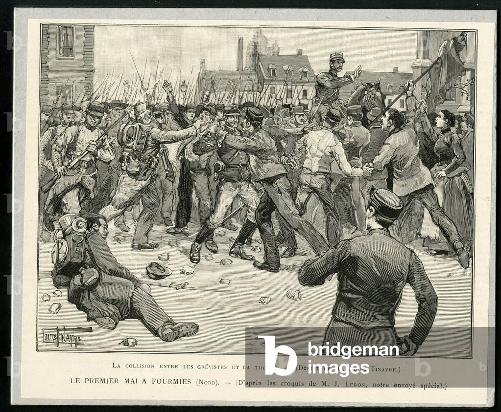 Illustration de Louis Tinayre (1861-1942) dans Le Monde illustre, 1891 - 1er mai à Fouries La collision entre 