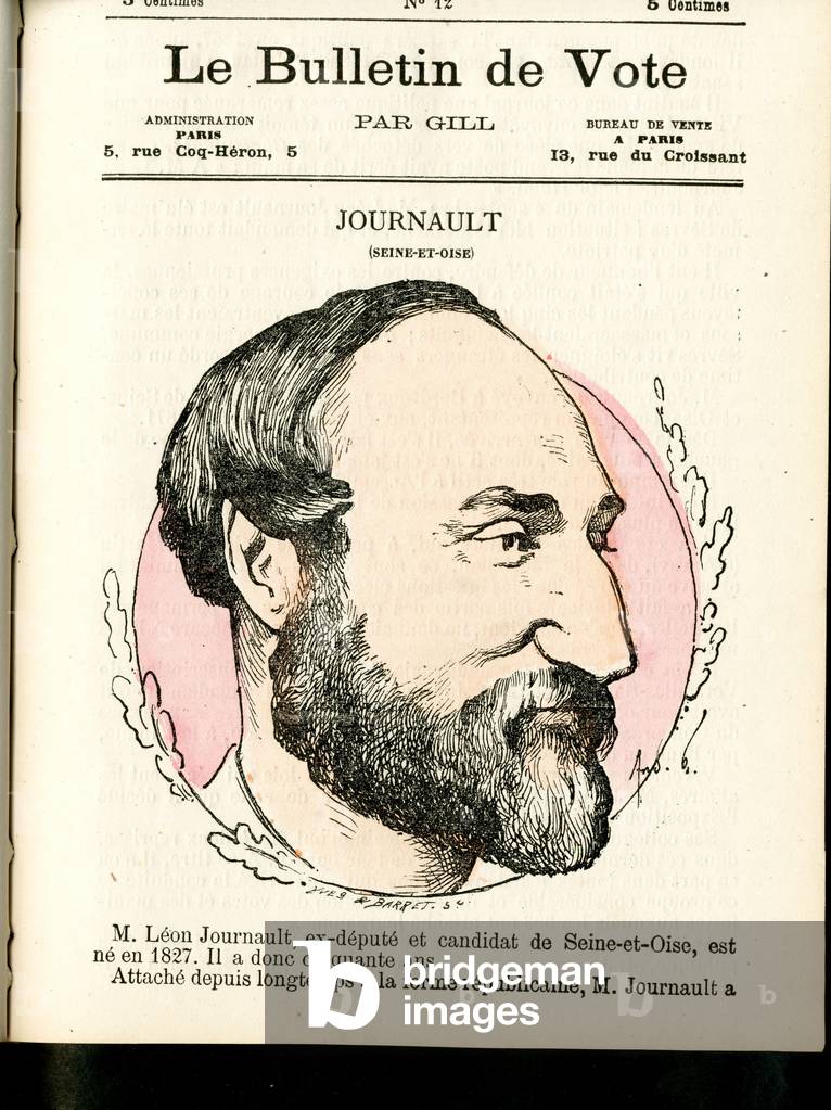 Cover of “” Le Bulletin de vote””, Satirique en Couleurs, 1877: Journault Leon - Illustration by Louis Alexandre Gosset de Guines (Gill) (1840-1885)