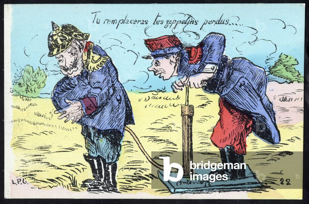 Satirical Postcard:: You will replace your lost zeppelins - War 14 -18 - William II