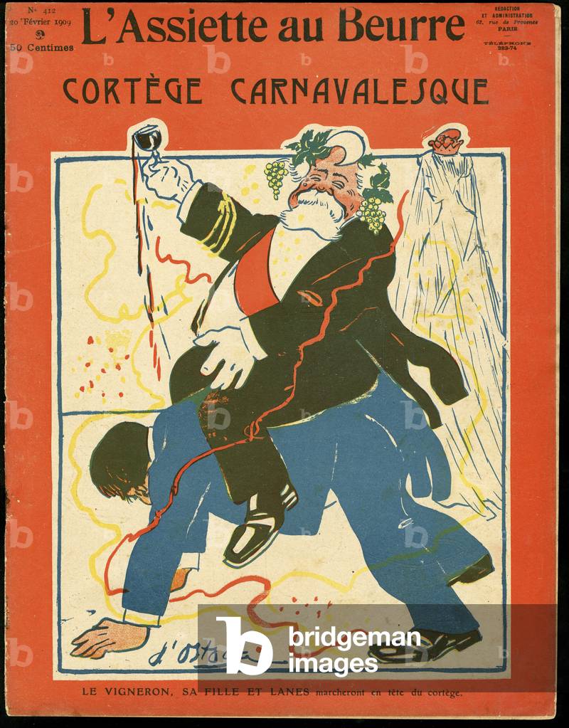 Cover of 'L'Assiette au Beurre', number 412, Satirique en couleurs, 1909_2_20: Wine, President of the Republic, Alcoholic Alcoholism - Fallieres Armand (1841-1931)