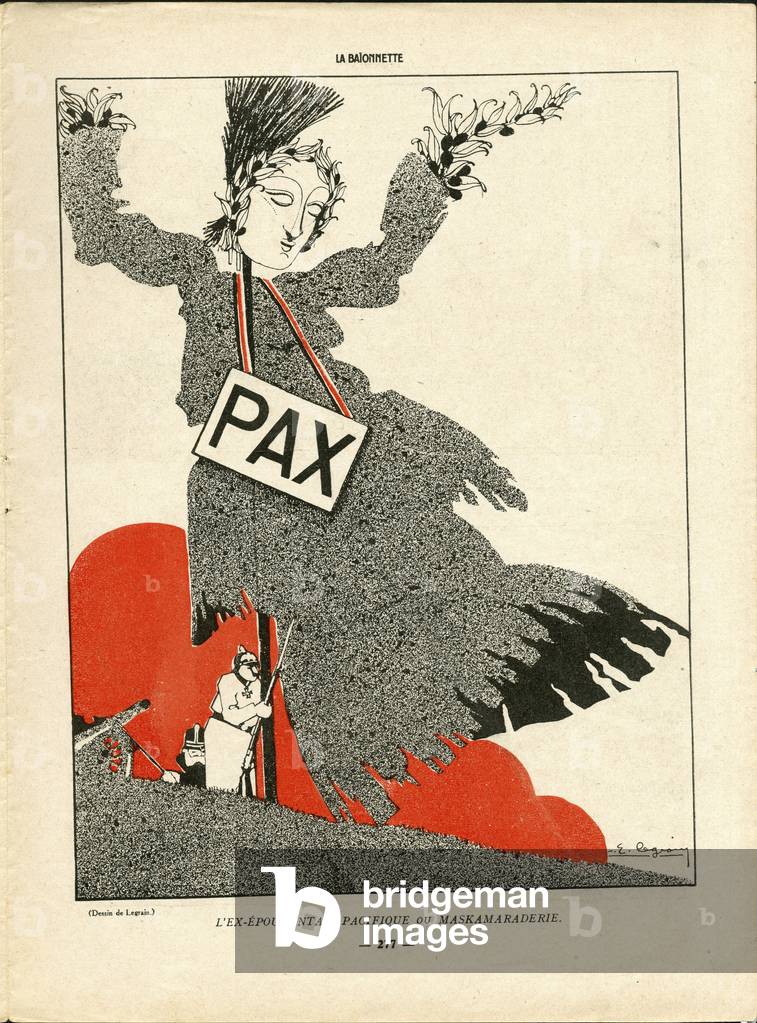 La Baionnette, Satirical in Colours, 1915_11_4: War of 14 -18, Germany Prussia, Belligerants and Symbols, Peace - Illustration by Pierre E. Legrain (1889-1929)