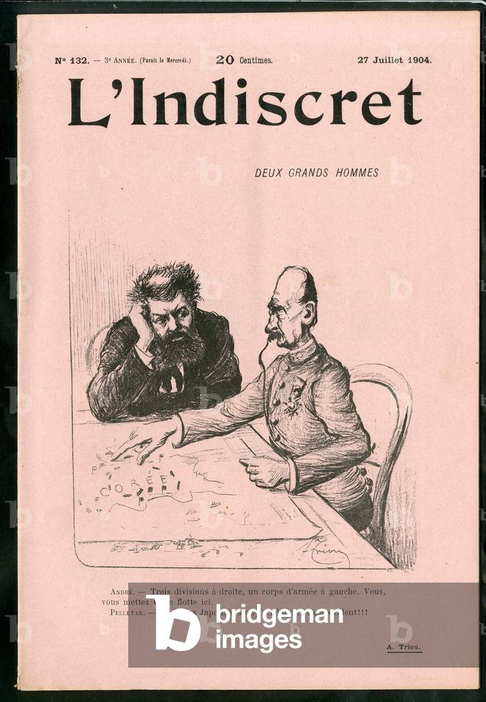 Cover of “” L'Indiscret””, number 1, Satirique en N & B, 1904_7_27: Andre Louis (1838-1913), Pelletan Camille (1846-1915) - Illustration by Andre Triou