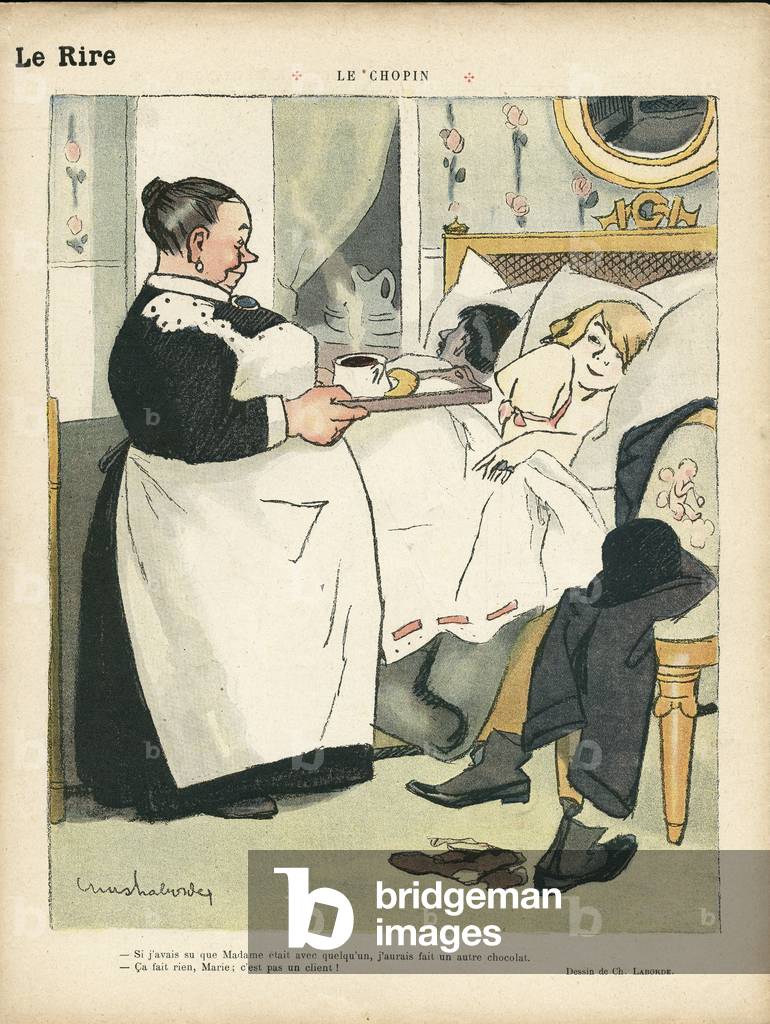 Illustration of Chas-Laborde (1886-1941) in Le Rire, 01/02/13 - The Chopin - Prostitution, Cooking Gastronomy, Obeite - Domestic Servants