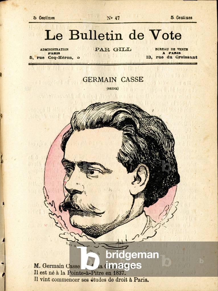 Cover of “” Le Bulletin de vote””, Satirique en Couleurs, 1877: Casse Germain - Illustration by Louis Alexandre Gosset de Guines (Gill) (1840-1885)
