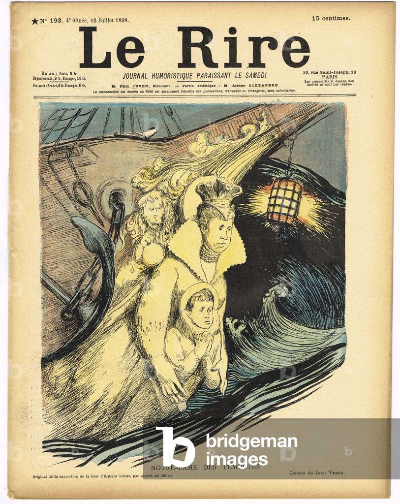 Cover of “” The Laughter””, Satirical in Colours, 1898_7_16: Notre dame des tempetes - Spain Illustration by Jean Veber (1868-1928)