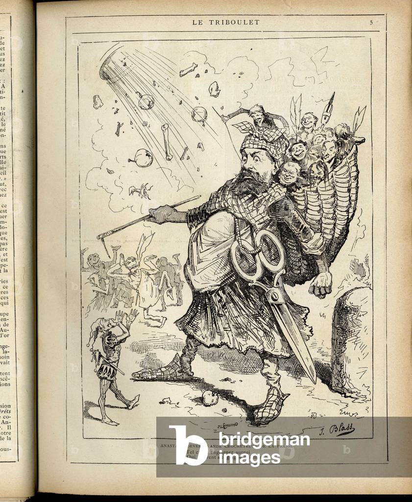 Illustration of J. Blass' (1847-1892) in Le Triboulet, 1883-1-28 - Anastasie Deves great press hooker - Censorship - Anastasie, Deves