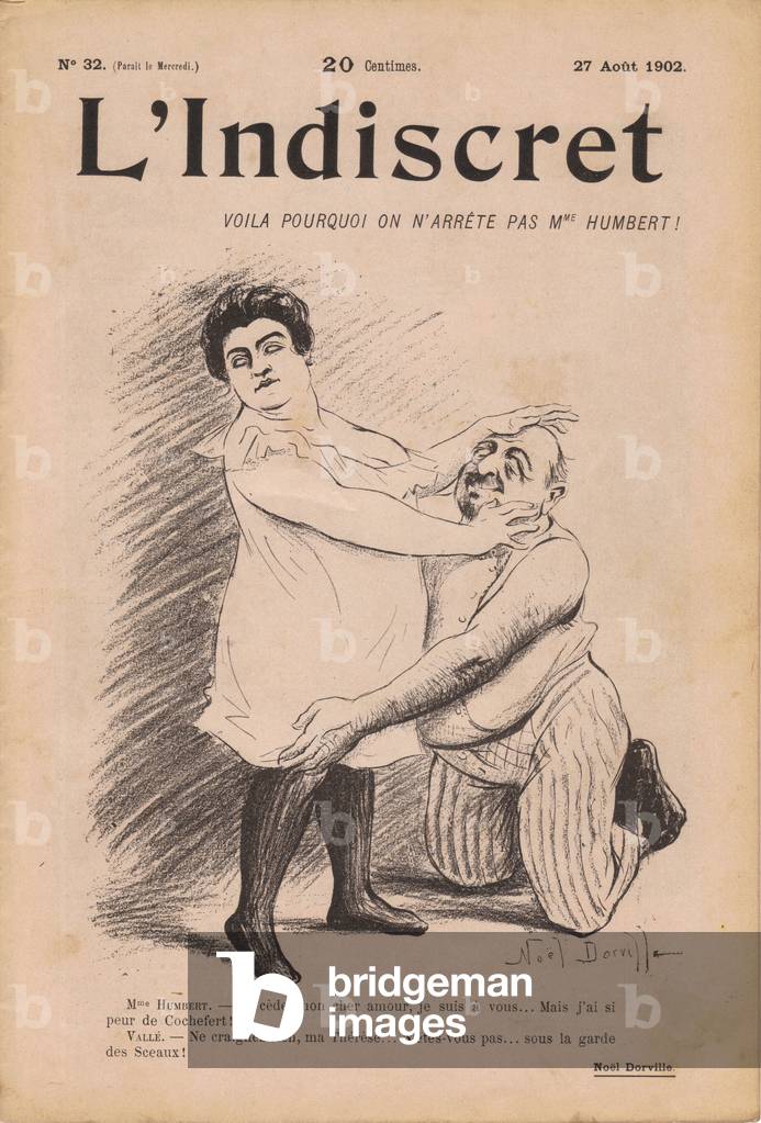 Cover of “” L'Indiscret””, Satirique en N & B, 1902_8_27: Amour - Humbert (family), Valle Ernest (1845-1920) - Illustration by Noel Dorville (1861-1938)