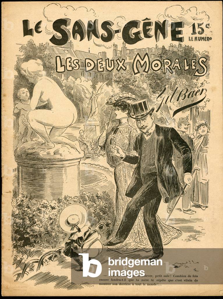 The Sans Gene - Illustration by Gil Baer (1859-1931): Art, Sculpture Statue, Childhood, Public Garden, Nudite