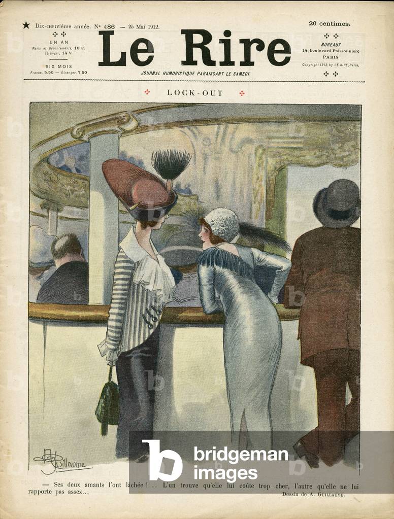 Illustration by Albert Guillaume (1873-1942) for the Cover of Le Rire, 25/05/12 - Lock-out