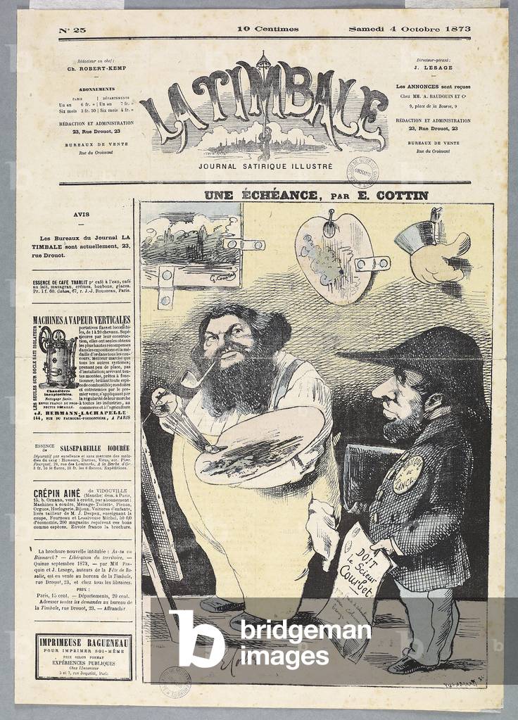 An echeance. Cartoon by the painter Gustave Courbet (1873)