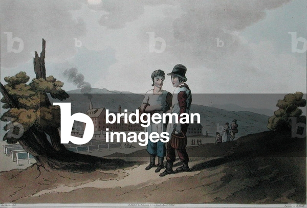 Factory Children, from `Costume of Yorkshire' engraved by Robert Havell (1769-1832) 1814 (colour litho)