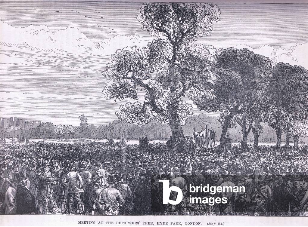 Meeting at the Reformers Tree, Hyde Park, London (litho)