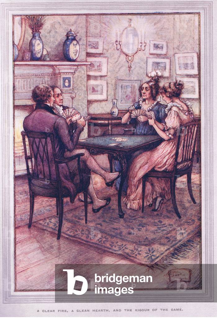 A clear fire, a clean hearth, and the rigour of the game (colour litho)