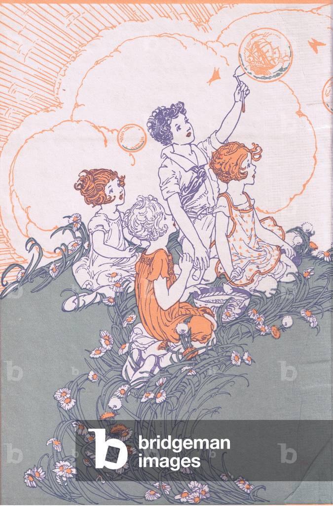 Internal cover design, from The Childrens Hour: Adventures and Achievements published by Waverley Book Company, c.1930 (colour litho)