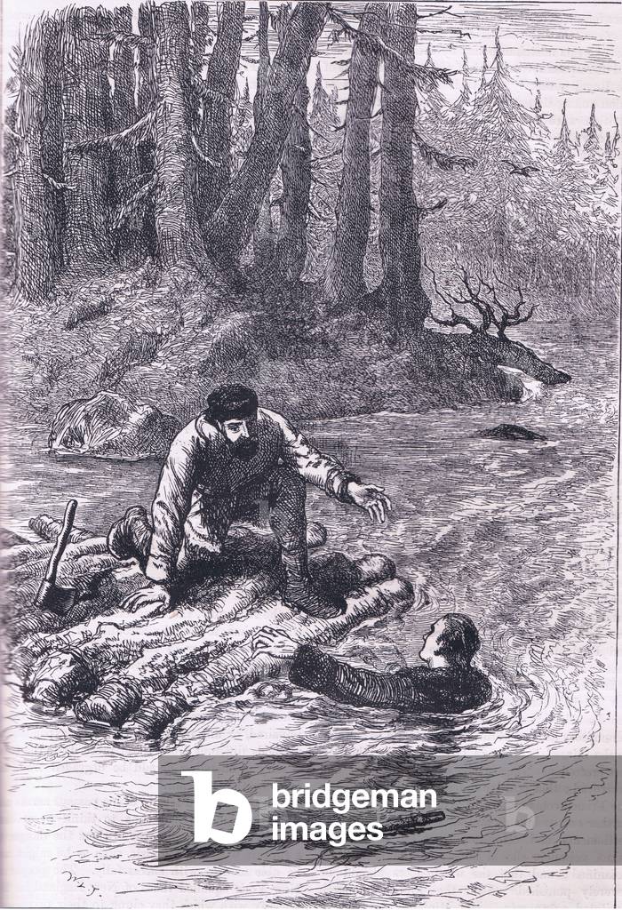 Washington crossing the Alleghany 1752, illustration from History of the United States published by Cassell Pelter & Galpin, c.1890 (litho)