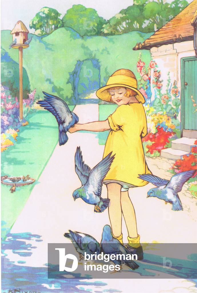 Bird friends, illustration from 'Folio of School posters. Printers unknown', c.1940-59 (colour litho)