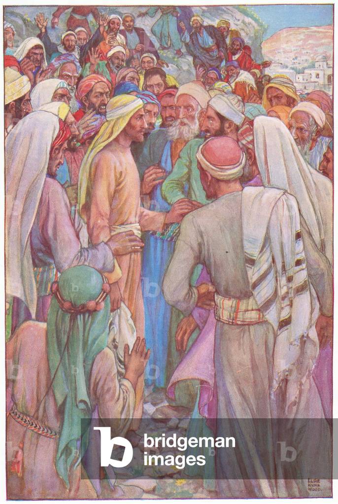 Jesus cast out from Nazareth,  (colour litho)