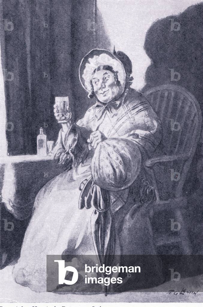 Mrs Gamp, illustration from'The World's Library of Best Books', c.1940 (litho)