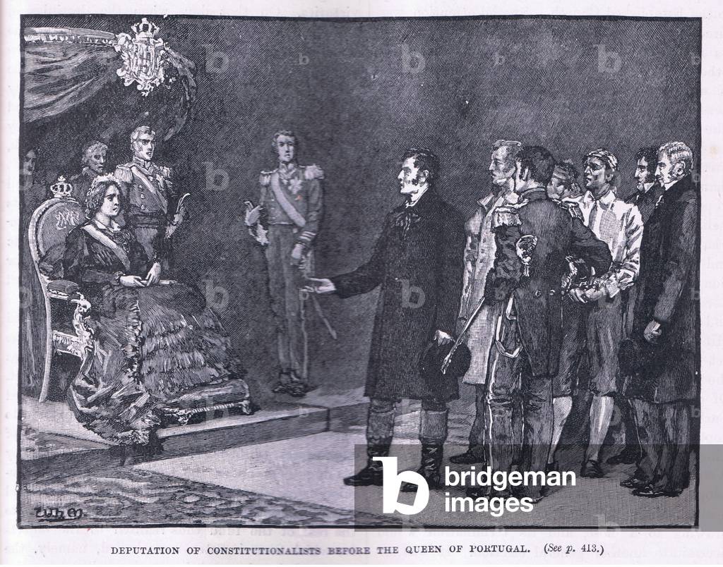 Deputation of consititutionalists before the queen of Portugal AD 1836 (litho)