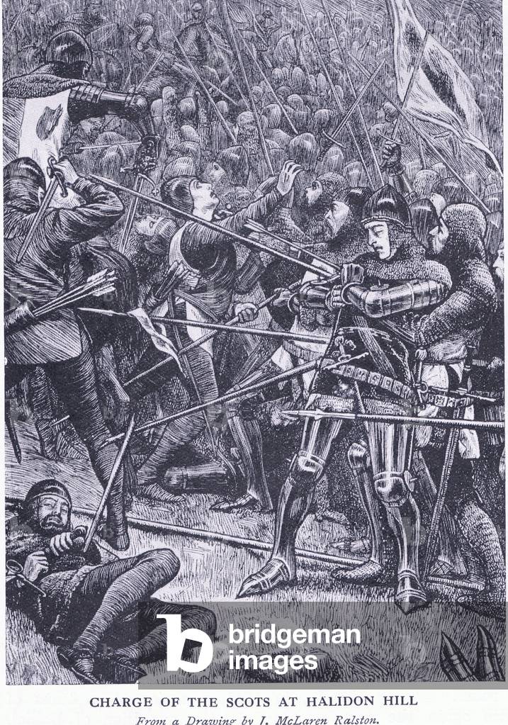 Charge of the Scots at Halidon Hill in 1333, pub c.1940 (litho)