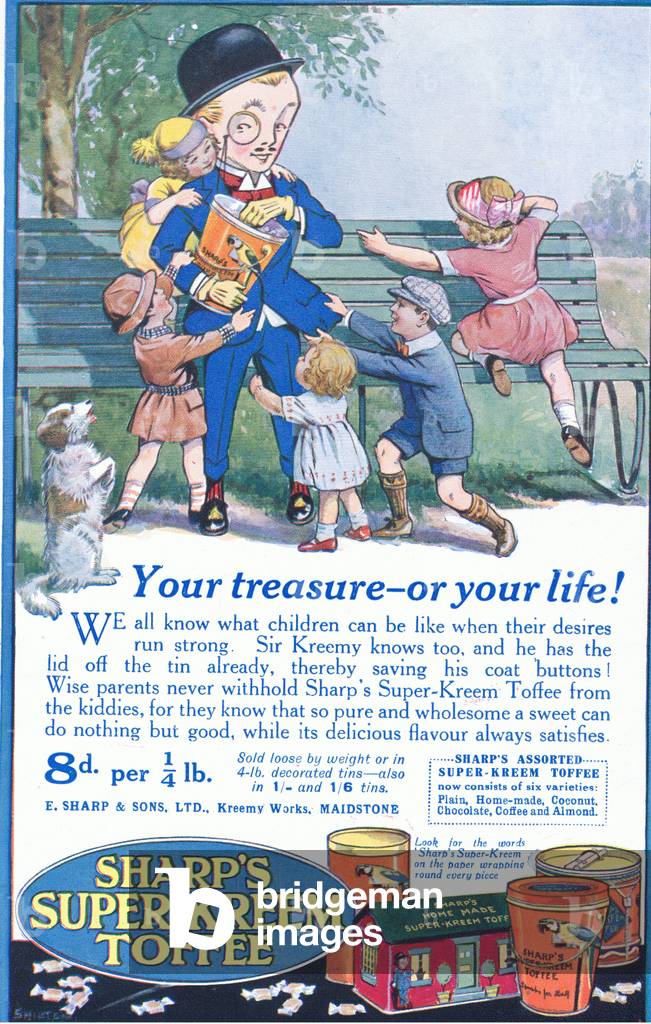 Your treasure or your life (Sharps Super Kreem Toffee advert), illustration from My Magazine, 1925 (colour litho)