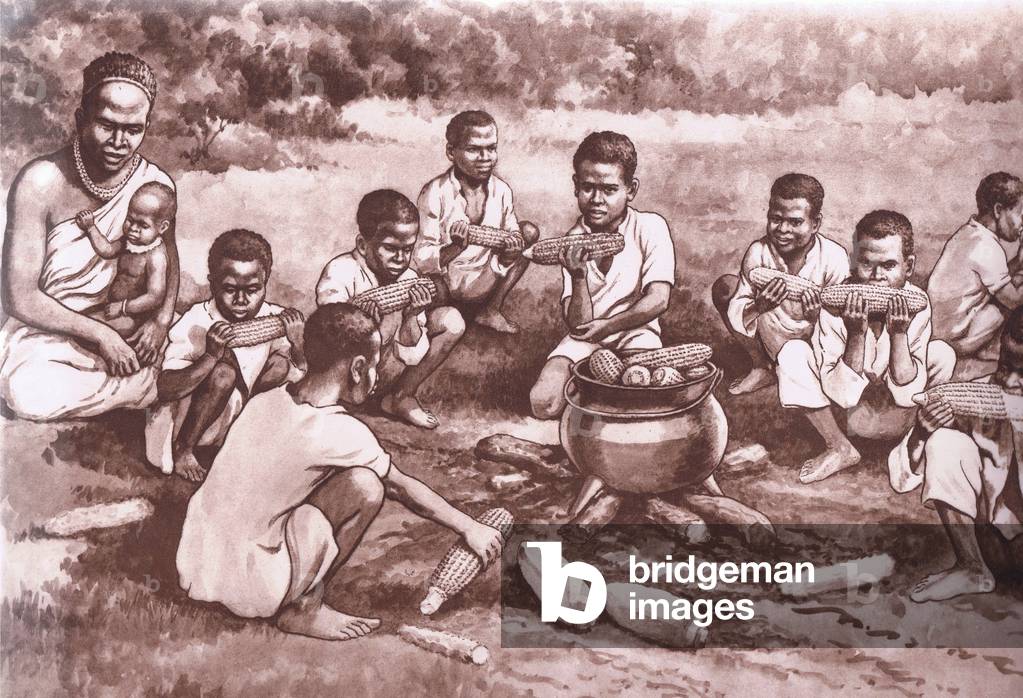 Happy native boys of Rhodesia, from MacMillan school posters, c.1950-60s (litho)