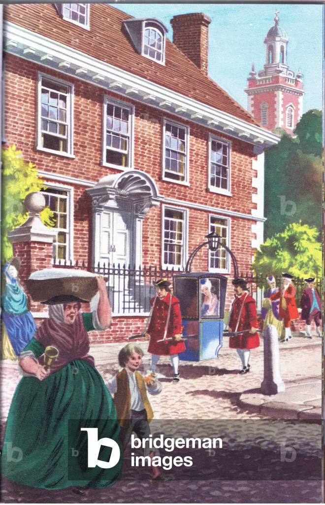 A Queen Anne house (colour litho)