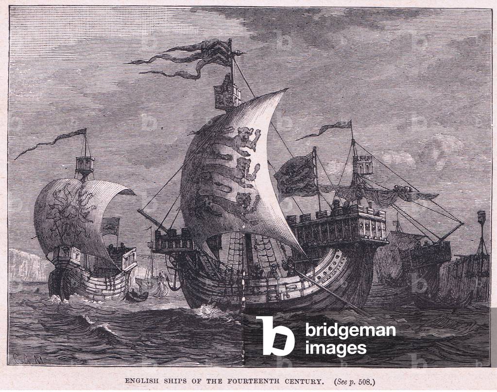 English ships of the fourteenth century (litho)