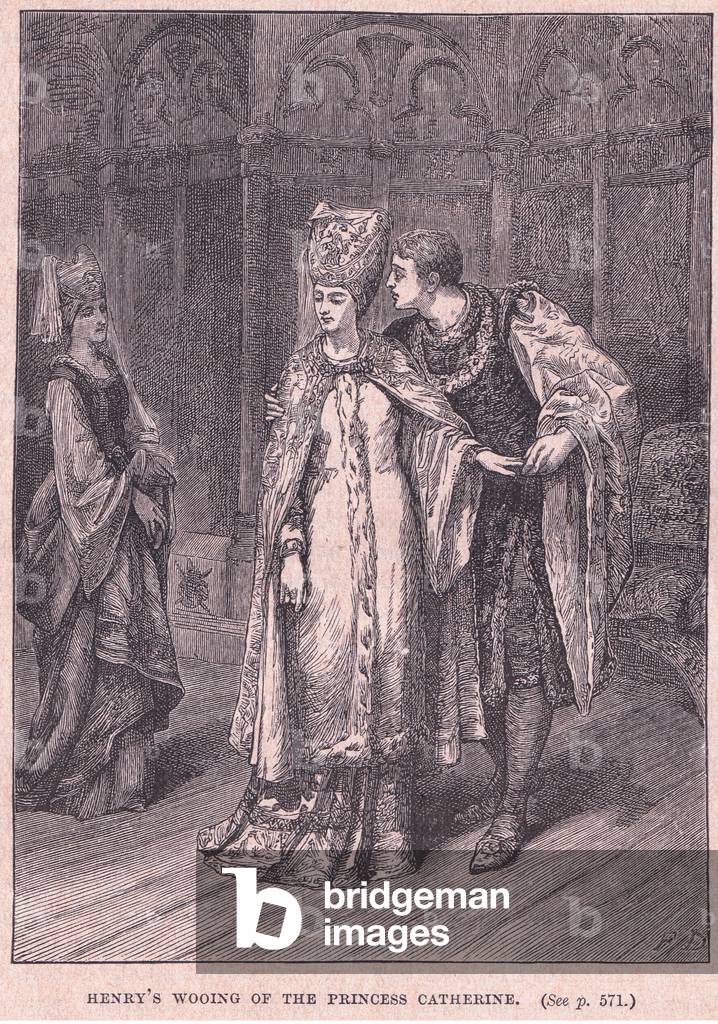 Henry's wooing of the Princess Catherine AD 1420 (litho)