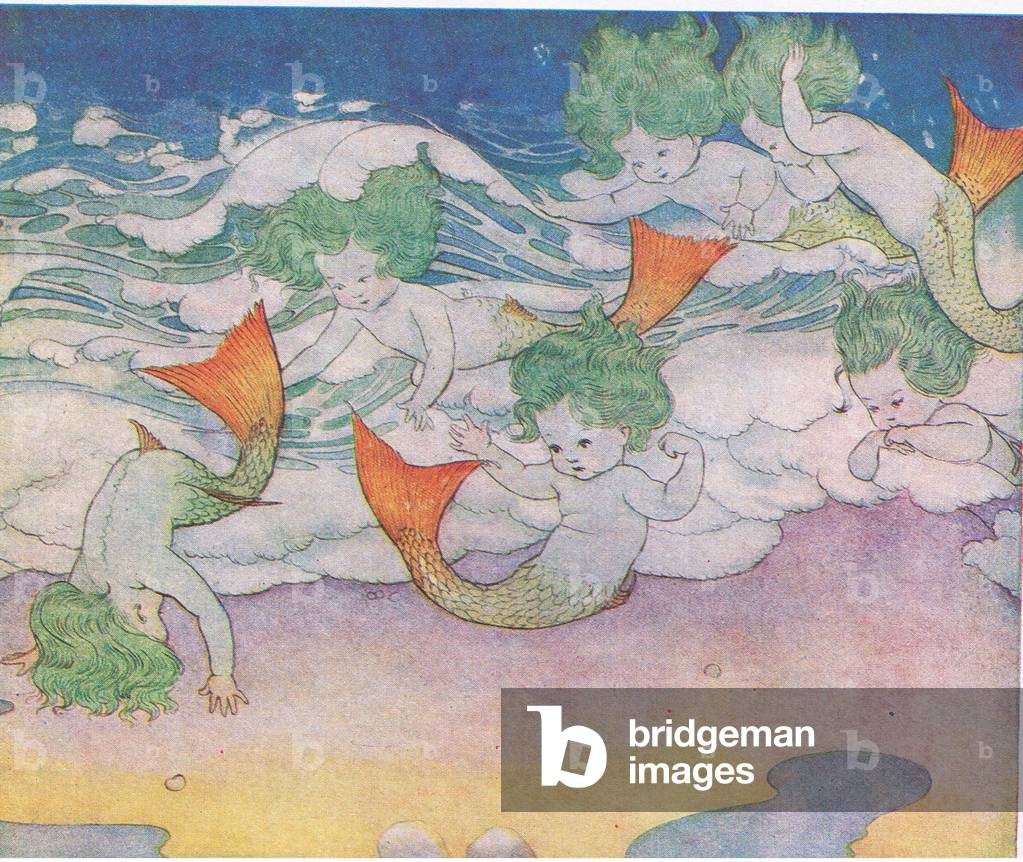 The happy mermaids (colour litho)