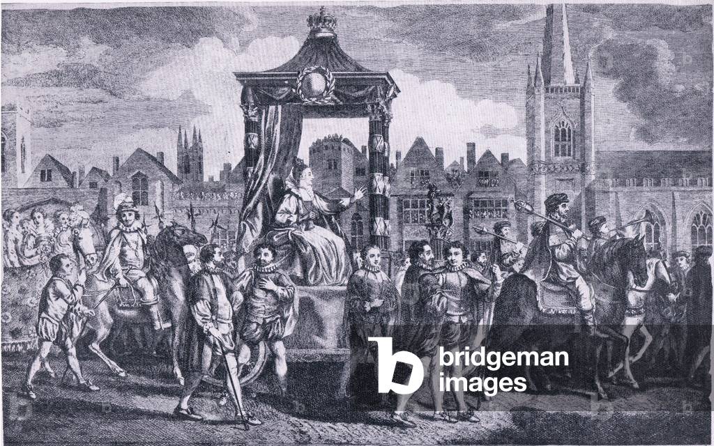 Elizabeth on her way to St Pauls to return thanks for the defeat of the Spanish Armada, from Cassells History of the British People published by the Waverley Book Company, c.1950's (litho)