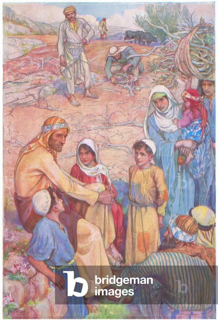 Jesus and the children,  (colour litho)