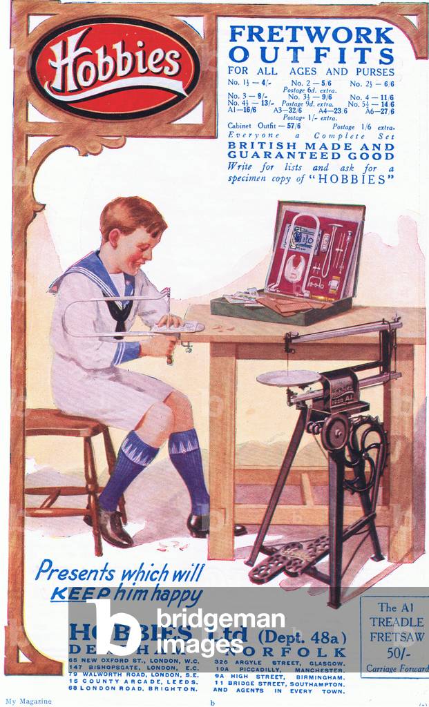 Hobbies:Fretwork outfits, illustration from My Magazine (Arthur Mee), c.1920-30 (colour litho)